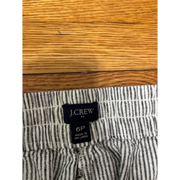 J. Crew Womens Capri Pants Size 6p Petite Gray White Striped Linen Cotton Beach - Picture 3 of 5